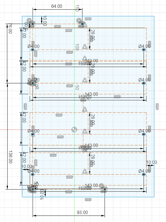 Stepper driver mounting tray — dimensioned drawing